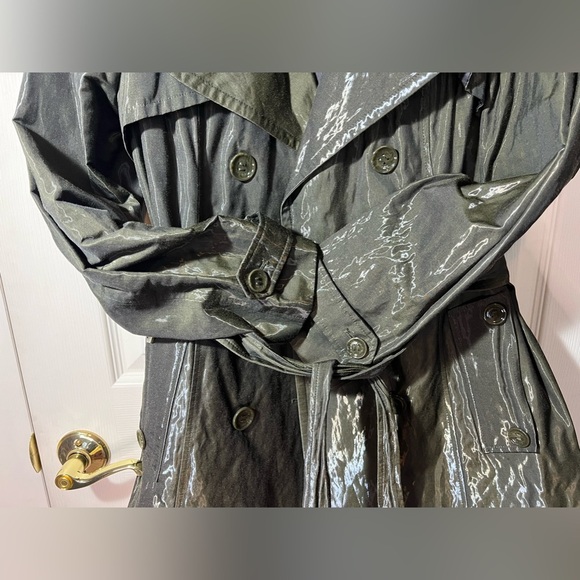 Calvin Klein Trench Reflective Military Green Coat Jacket Sz M - Picture 10 of 12